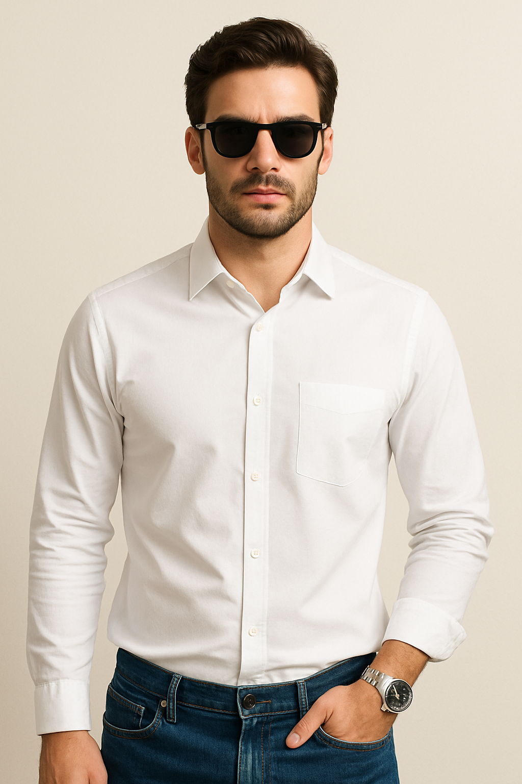 Premium Giza Cotton Classic white shirt for men