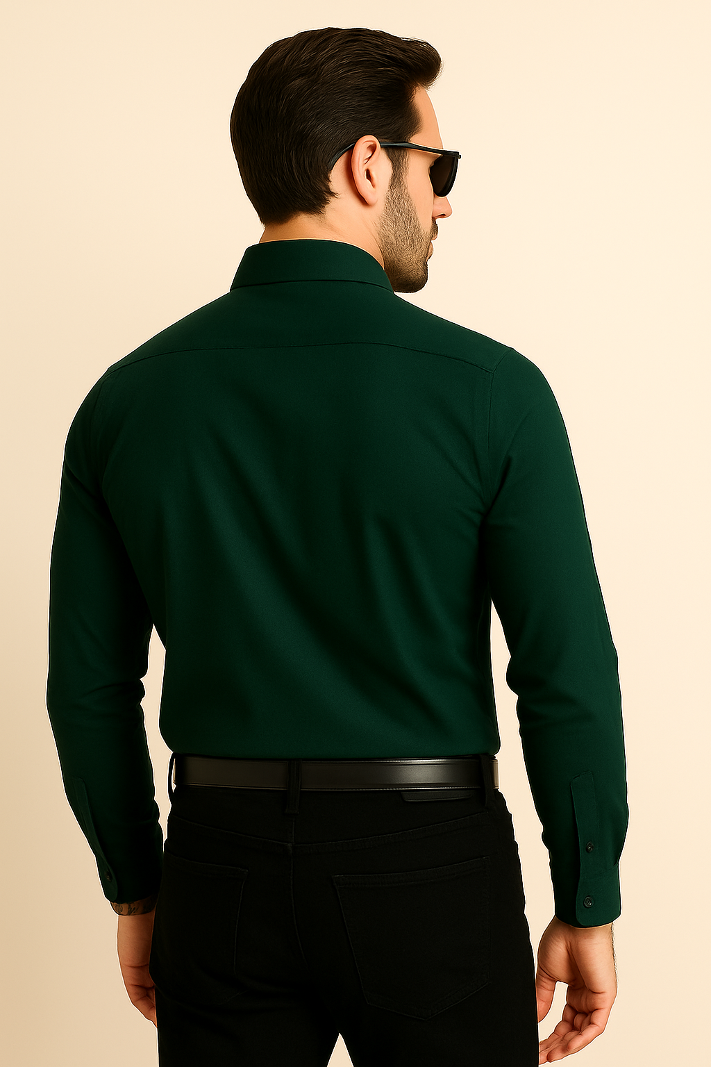 Premium Giza Cotton Bottle green shirt for men