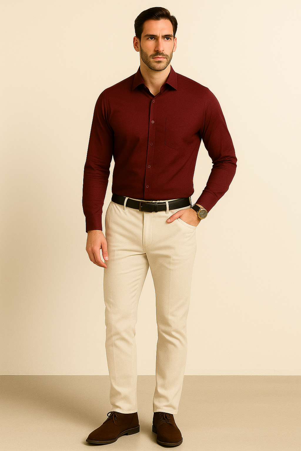 Premium Giza Cotton Cherry maroon shirt for men