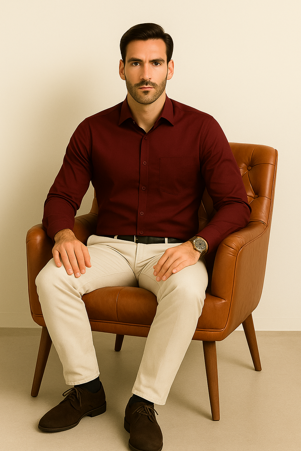 Premium Giza Cotton Cherry maroon shirt for men