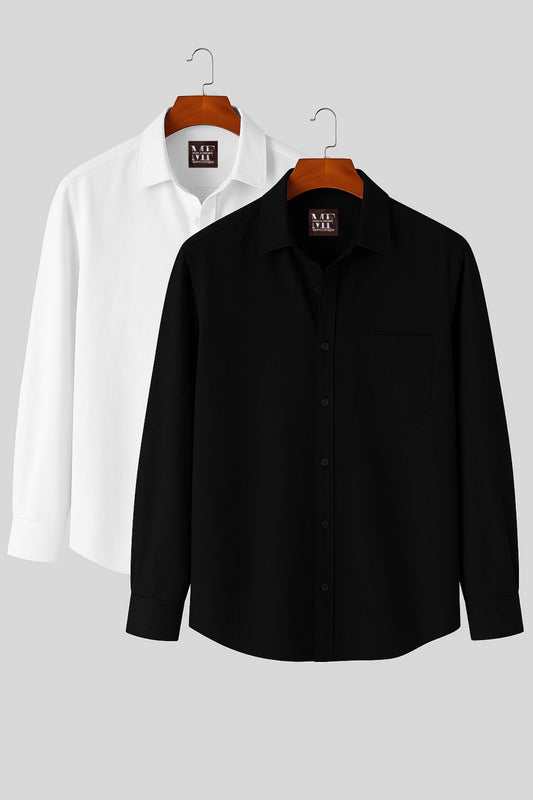 Black & White Combo – Slim fit Premium Giza Cotton Shirts (Pack of 2)