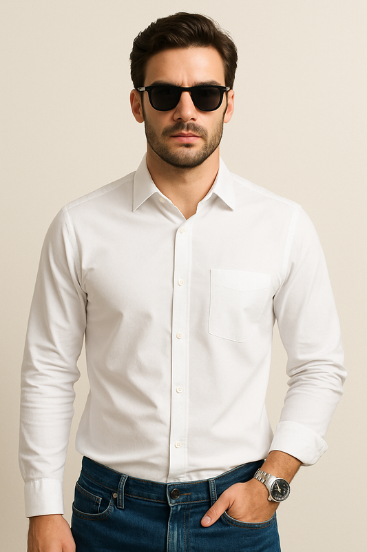 Premium Giza Cotton Classic white shirt for men