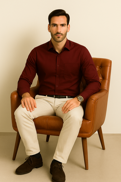 Premium Giza Cotton Cherry maroon shirt for men