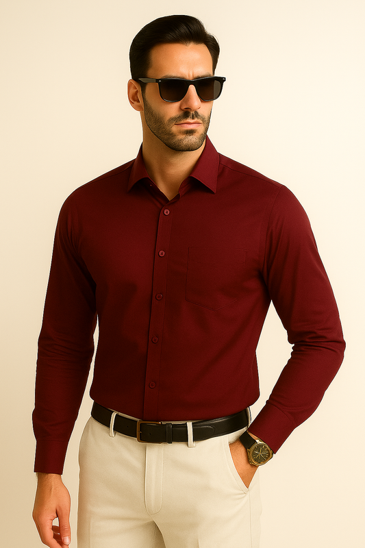 Premium Giza Cotton Cherry maroon shirt for men